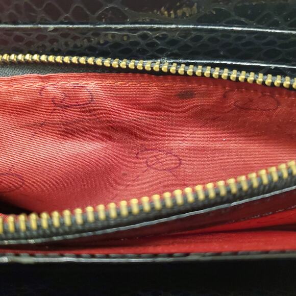 Vintage Oscar De La Renta Leather Wallet Black Snakeskin Pattern Wallet - Picture 15 of 16